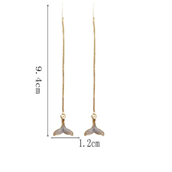 💙Mermaid Tail wire String Earrings - Picture 7 of 10